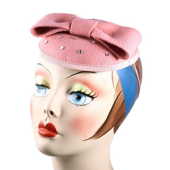 Pink Pillbox Fascinator Tilt Hat Retro Style for Party Wedding Church - Hey Viv - Picture 1 of 5